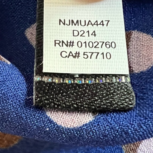 KATE SPADE Geo Dot Satin Blouse Blue Ruffle Puff Sleeve Top Size Small - Picture 12 of 13